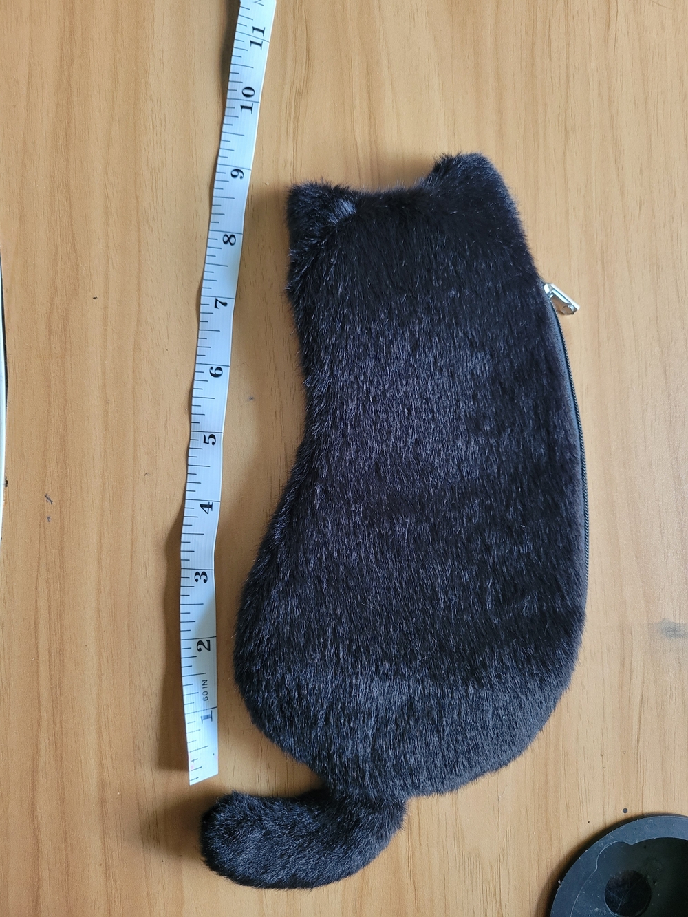 🧋NEW🧋Black Faux Fur Cat-Shaped Pencil Case